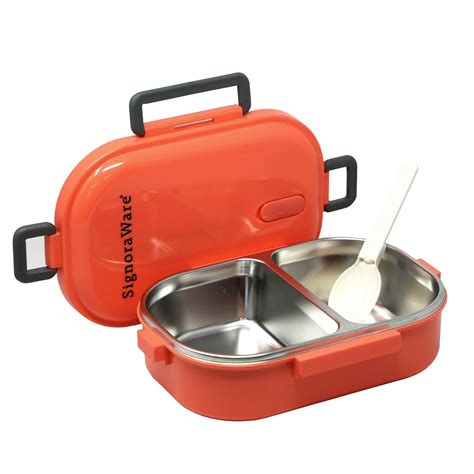 signoraware duo star stainless steel lunch box 700ml red|Signoraware Duo Star Stainless Steel Lunch Box For Kids Adults, .